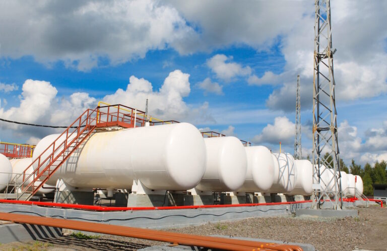 line of fuel tanks