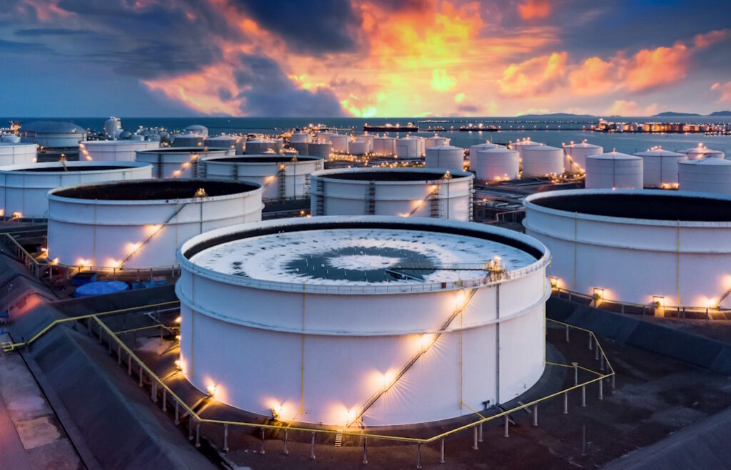aerial view of fuel tanks